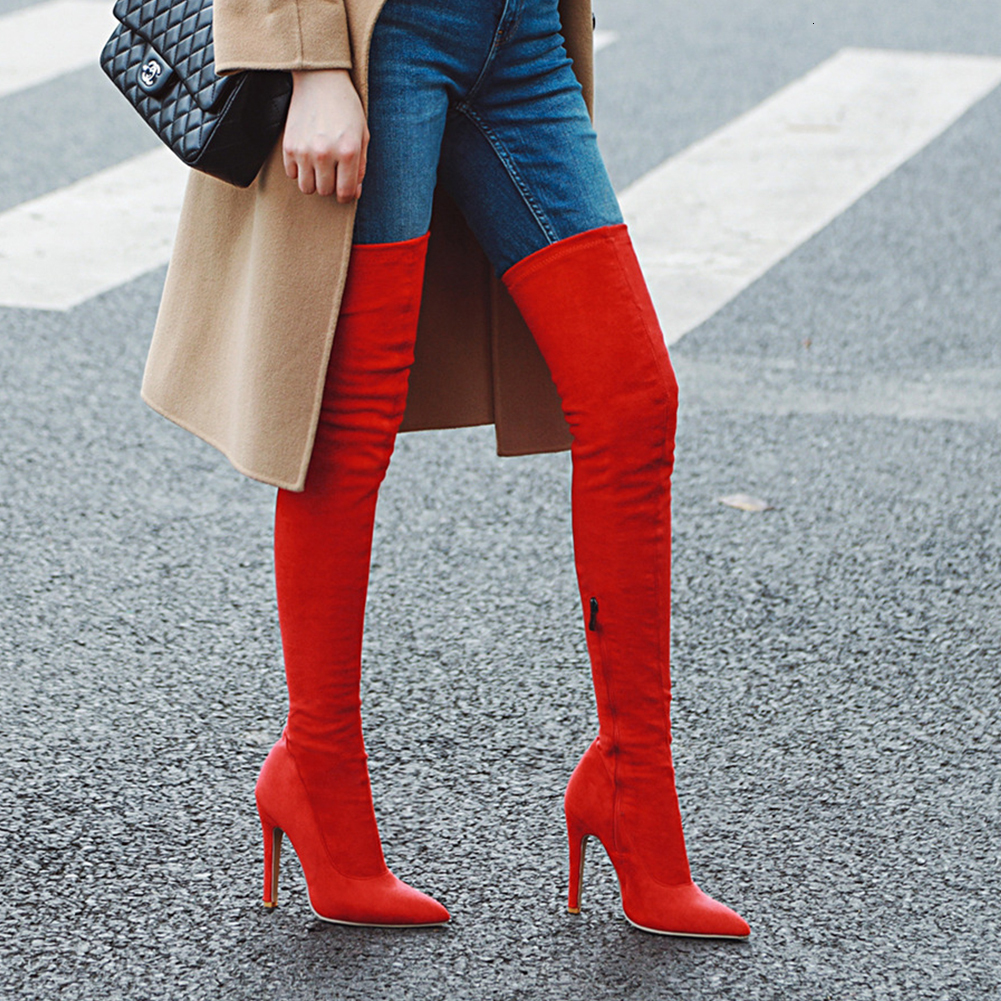 Brand New Women's Shoes Woman Plus Large Big Size 32-48 Over The Knee Boots Thin High Heel Sexy Party Boots Botas De Mujer 2020