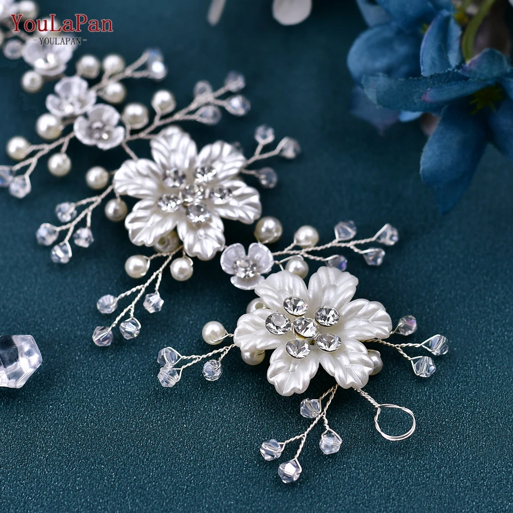 YouLaPan Flower Headpiece 2025 Wedding Headband for Bride new Crystal Pearls Women Tiara Bridal Headpieces Hair Jewelry Accessories HP295