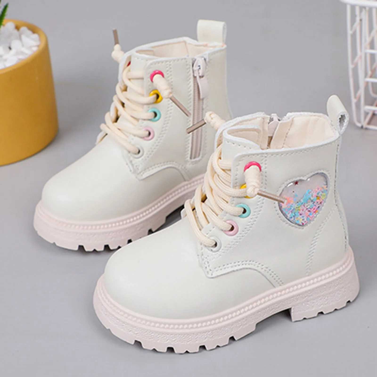 Fashion Girls Boots Autumn Soft Leather Platform Boots Childrens Round Toes Short and Fat Childrens Shoes Casual Anti slip Ankle Boots M241102