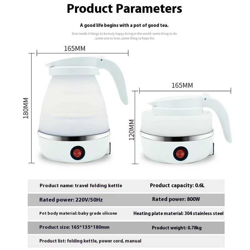 Mini portable folding electric kettle 600ML household travel kettle kitchen utensils teapot high-temperature boiling water Y241102