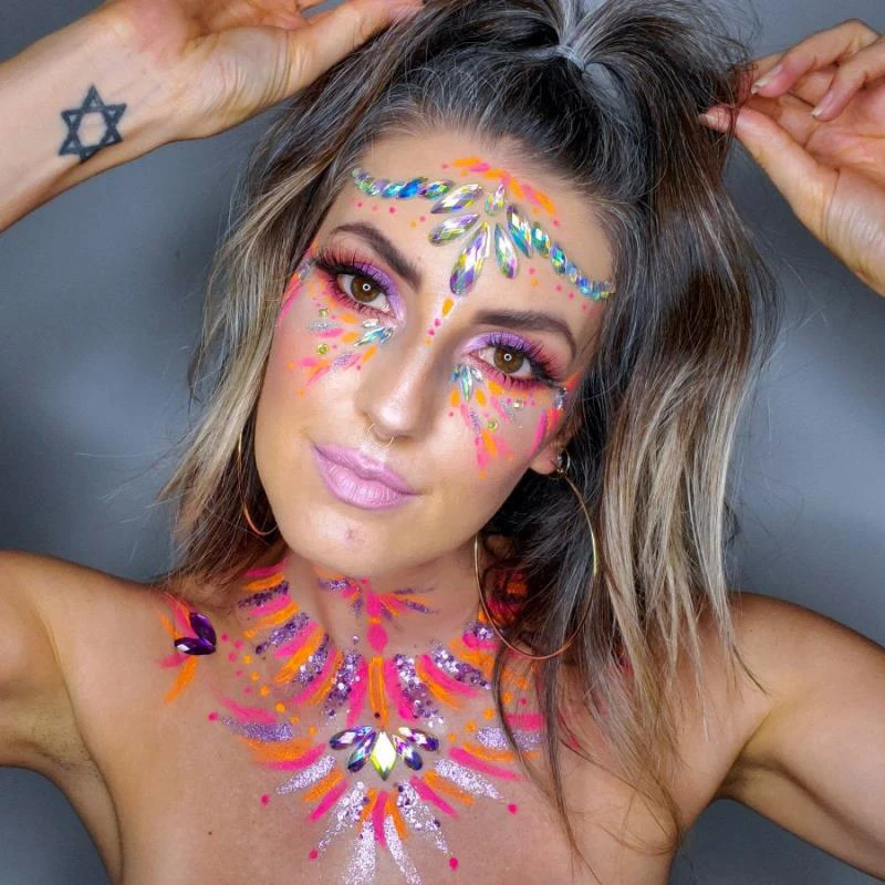 Sexy Face Tattoo 3D Sticker Glitter Dias Temporary Fake Tattoo Gypsy Festival Christmas Party Eyes Body Jewels Tatoo Sticker smile
