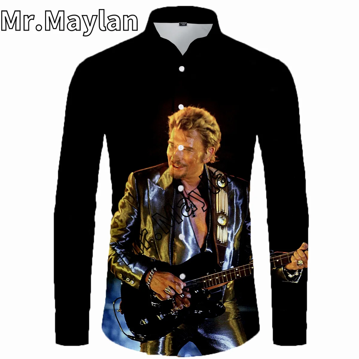 Johnny Hallyday 3D Shirt Hawaiian 2025 Shirt Men Summer Long Sleeve Shirt Men new Shirts 2023 Oversized 5XL shirt Camisas Masculinas-0167