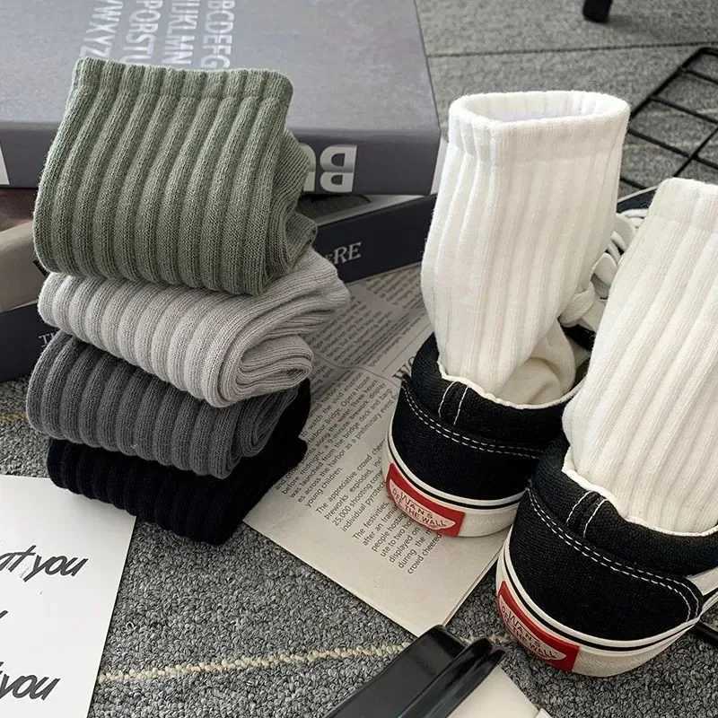 5 Pairs Mens High Rubber Band Waist Couple Mid Tube Sports Solid Spring/Summer Basketball Four Seasons LX241102