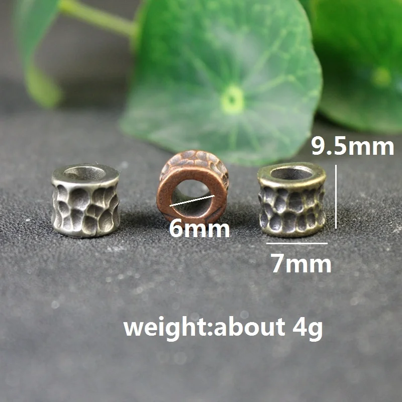 Irregular Hammer new Texture Cylinder Brass EDC Knife Bead DIY Paracord Lanyard 2025 Pendant Outdoor Flashlight Umbrella Rope Accessories