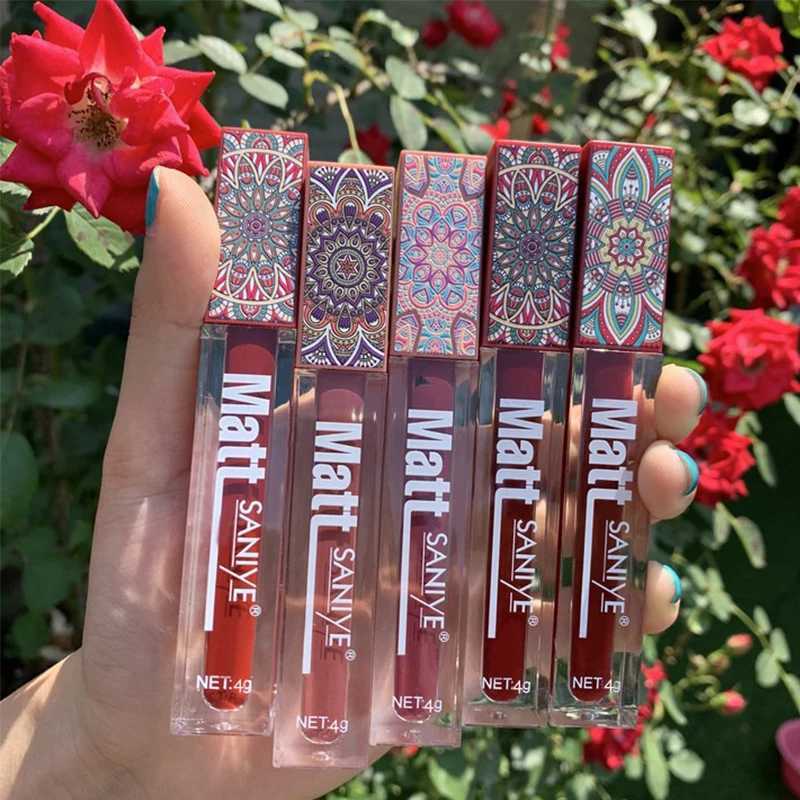 Matte nude lip color Brown nude pigment Dark red durable velvet liquid lipstick Womens makeup waterproof lipstick W241101