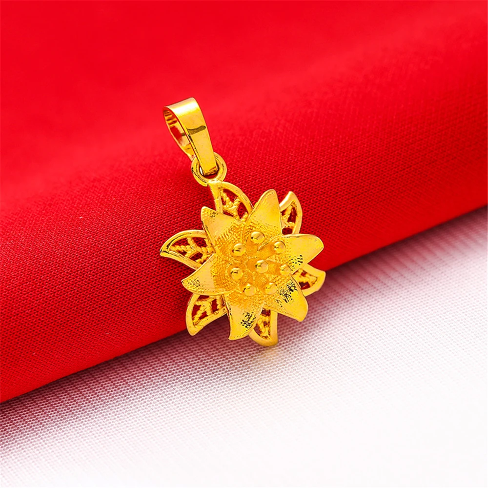 Gold Color Jewelry 2025 Sets new For Women Exquisite Flower Pendant Necklace Earrings 2pcs Wedding Jewelry Accessories Party Gifts