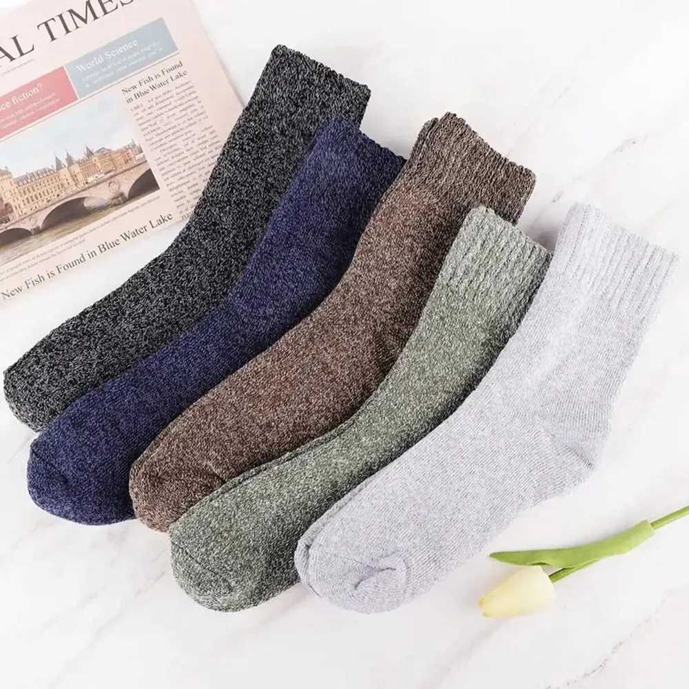 5 Pairs Autumn Winter Men Thicken Wool Women Towel Keep Warm Solid Color Cold-resistant Soft Cashmere Short LX241102