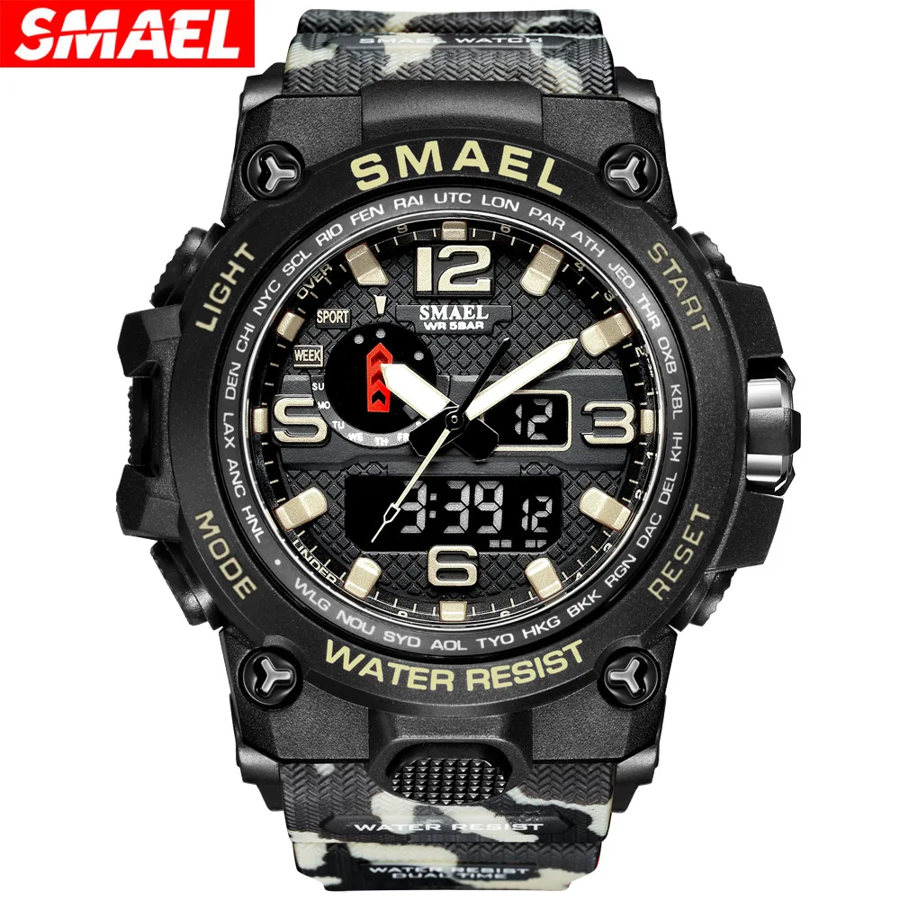 New Watches 2025 for Men Waterproof Clock Alarm new Dual Display Sport Wristwatch Quartz Digital Male Stopwatch 1545D