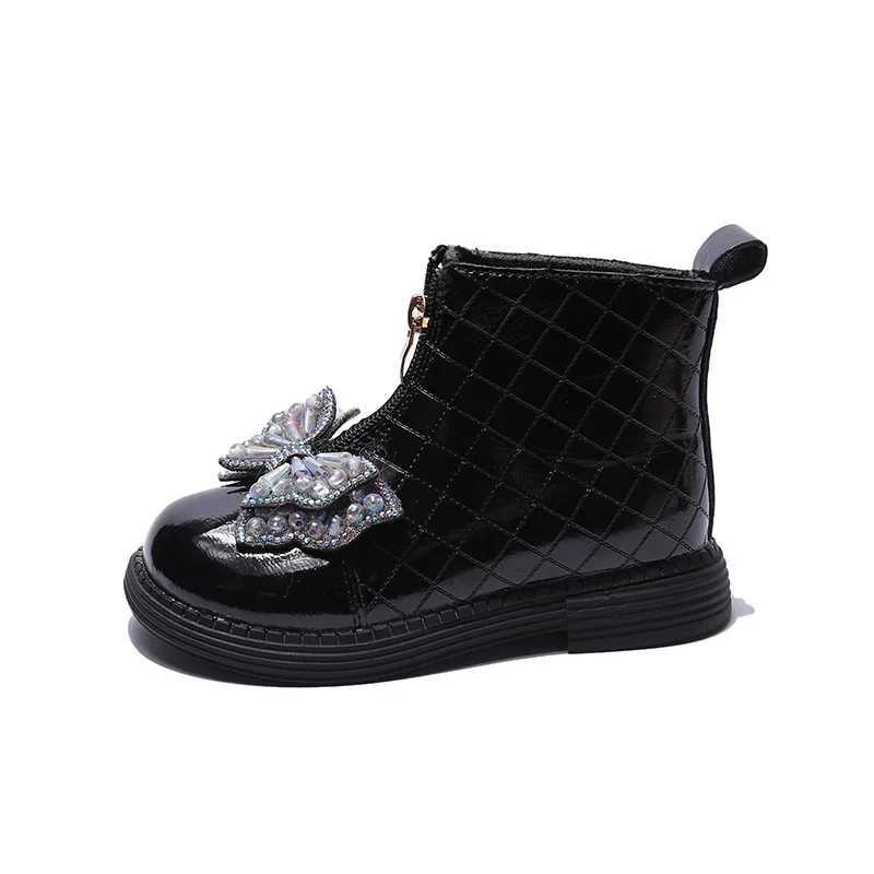Cute Princess Boots Fashion Childrens Shoes Version Soft Bow Rhinestone Cute Childrens Casual Girls Short Boots Chelsea Boots M241102