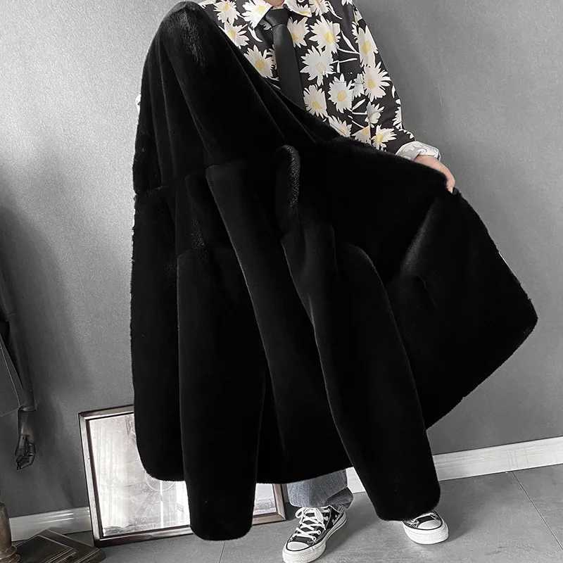 Mens Faux Fur Collar Hooded Coat Boys Faux Mink Fur Overcoat Winter Snow Windbreaker Long Sleeve Zip Up Top Large Size 5xl 6XLXJ241102