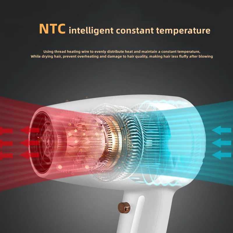 Hair Dryers Hotel Non Perforated Wall Mounted Hair Dryer Home Bathroom High Wind Blue Light Hair Care Hair Dryer 240401