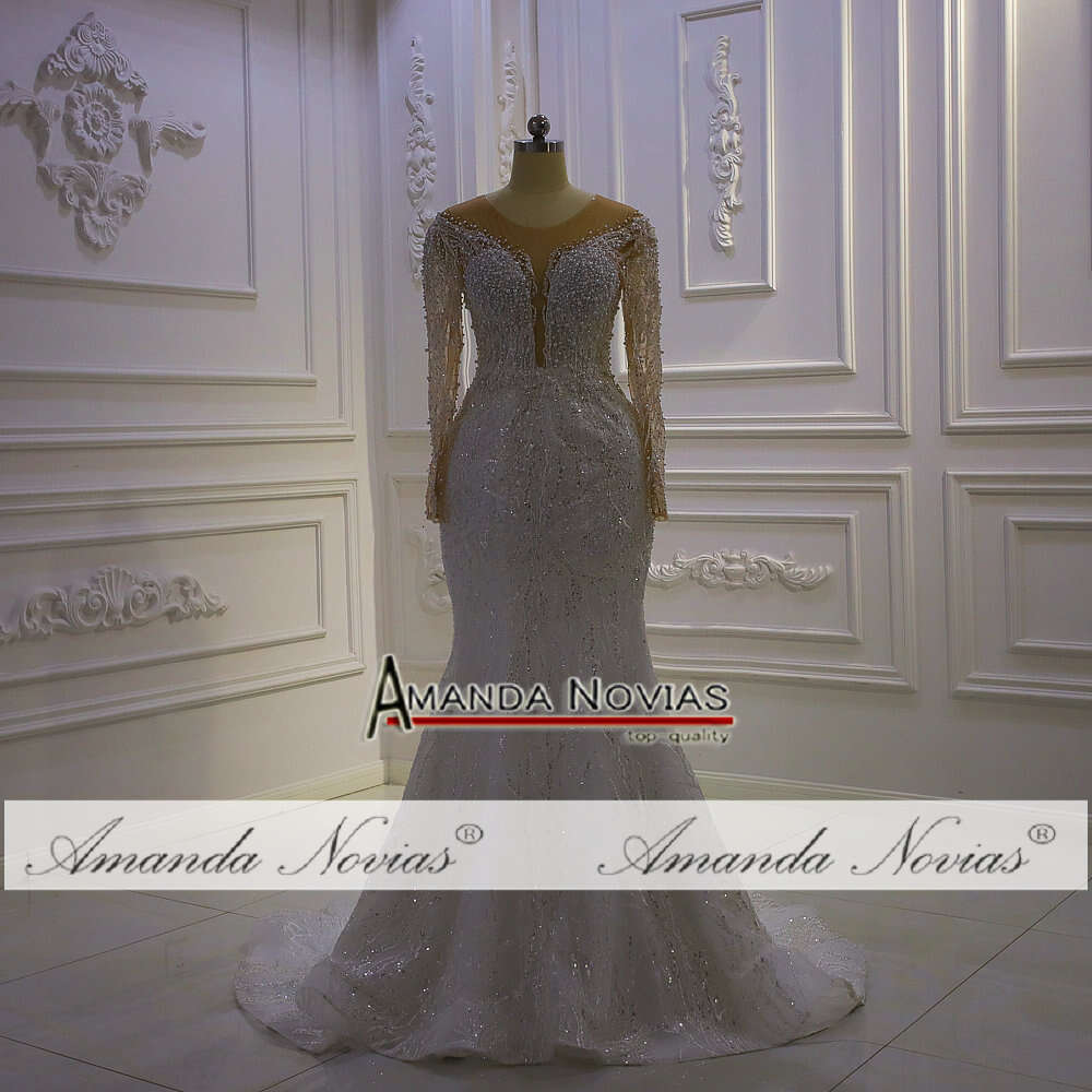 Off The Shoulder V-neck Full Beading 2 in 1 Mermaid Wedding Dress