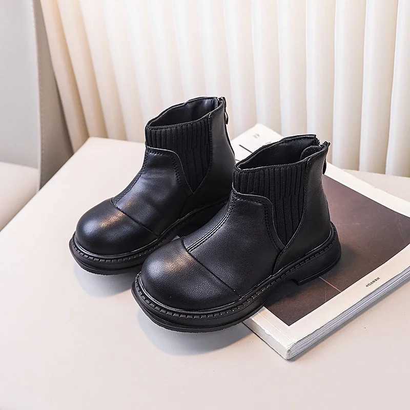 Childrens Short Boots Solid Color Versatile Boys and Girls Ankle Boots Strap Back Zipper New Childrens Boots UK Sled M241102