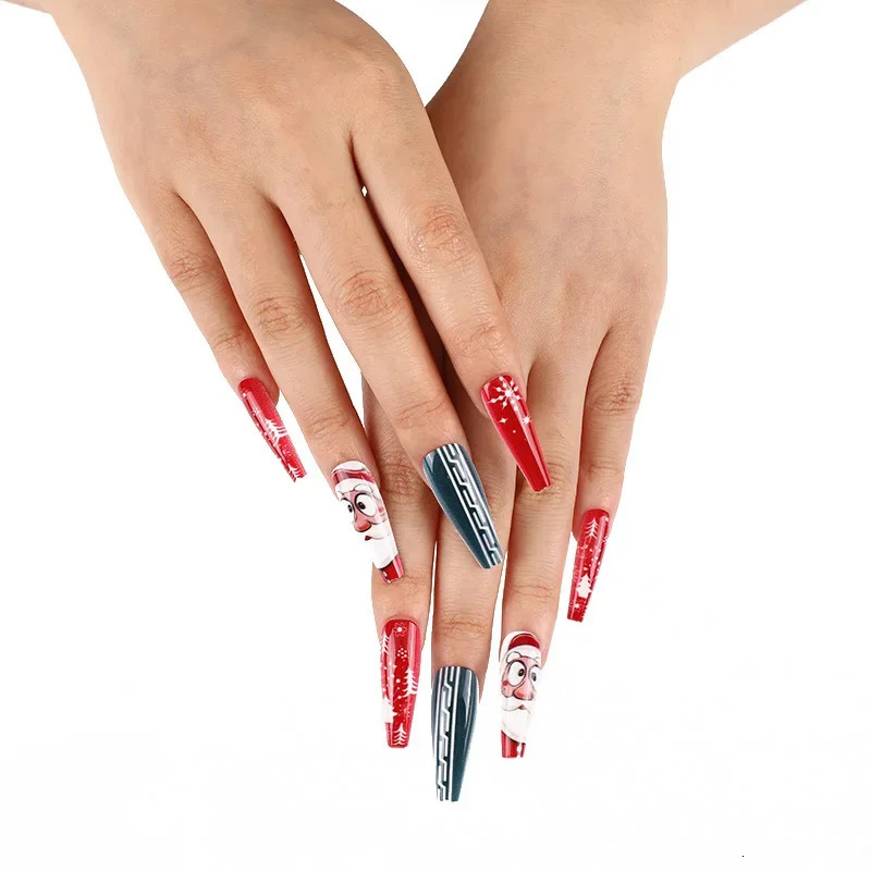 24 pieces/bag Ballet Artist Nail Ballet Artist Nail Christmas Collection Wearing Nail Christmas Tree Fake Nail Accessories 241031