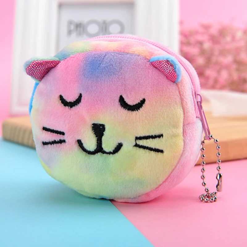 Cute Carto Plush Sheep Coin Purse Fur Circle Wallet Girl Cluh Embroidered Bag Key Earphe Organizer Bags Kids GiftXJ241111