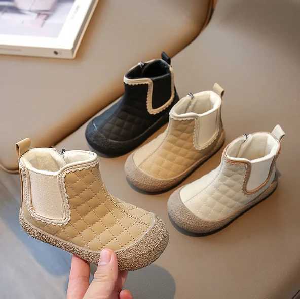 Autumn and winter baby boots childrens shoes outdoor anti slip baby shoes waterproof lace childrens plush ankle boots M241102
