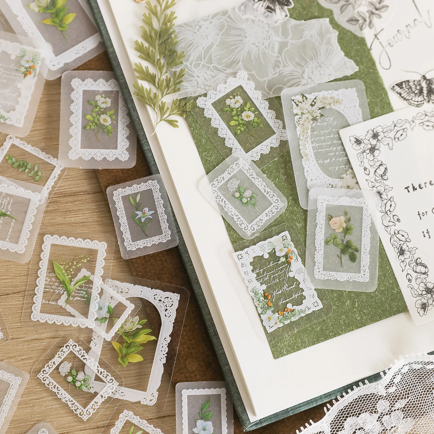 2025 Jounamm 30pcs/pack PET Transparent Lace Stickers DIY Scrapbooking Collage Stationery Decor Junk Journal Creative new Aesth Stickers