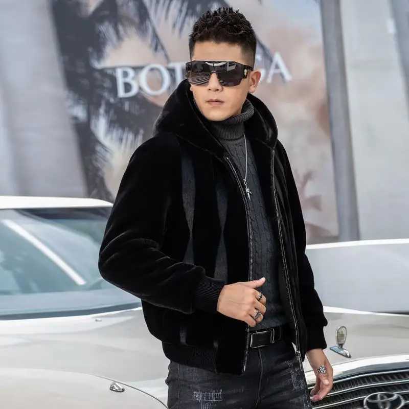 2022 Autumn Winter New Mens Faux Mink Fur Coat Lapel Thick Warm Jackets Fashion Mens Eco-Friendly Faux Fur Coats Jackets T194XJ241102