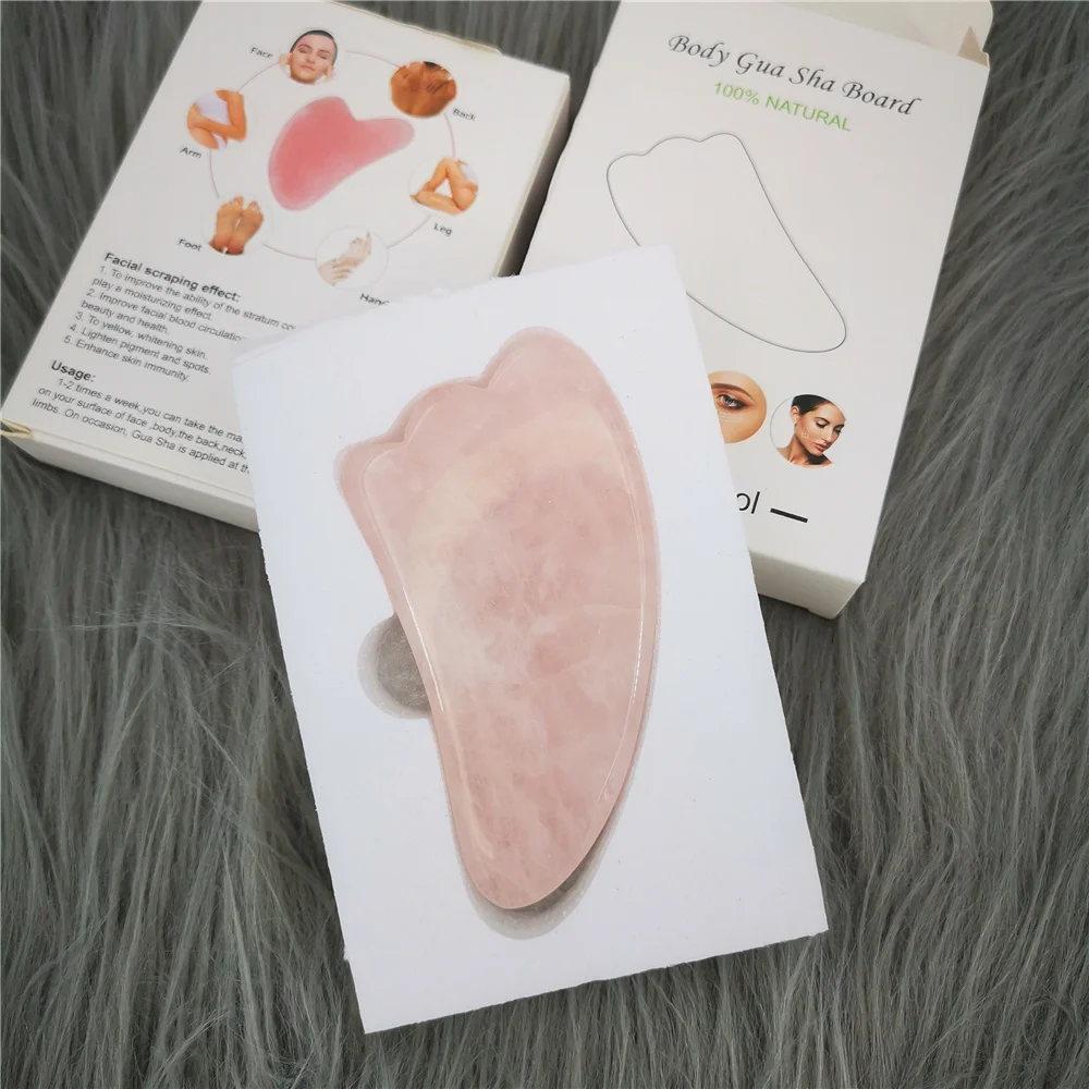 e cc Gua Scraper Jade Natural Sha Board Massage Rose Quartz Guasha Stone For Face Neck Skin Lifting Wrinkle Remover Beauty Car sha
