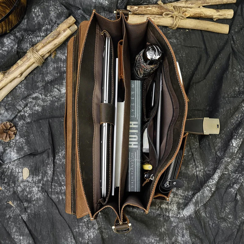 Luufan Men Business Briefcase Genuine Leather 15 inch Laptop Bag Cow Messenger Shoulder Compute For Man Tote 241029