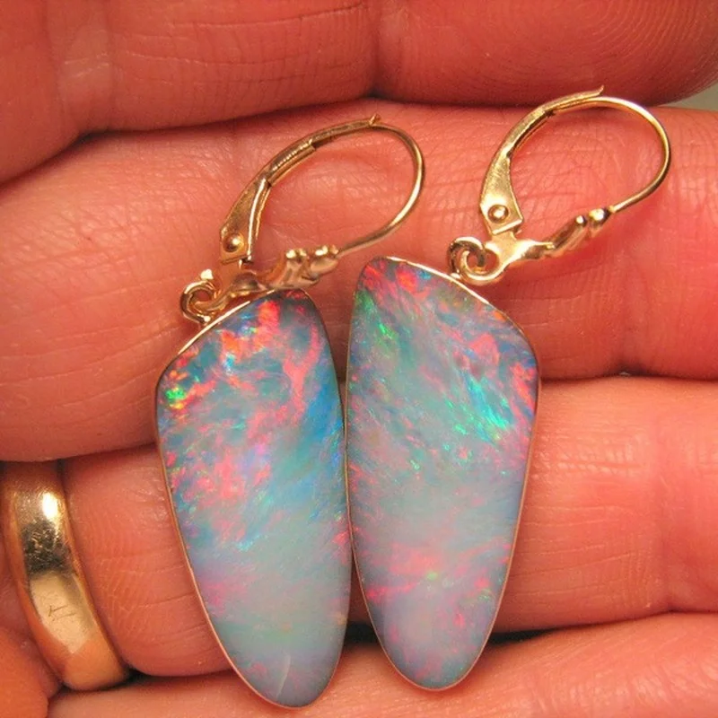 Exquisite Large Opal Earrings 2025 new Gold Color Moonstone Earrings for Women Wedding Engagement Anniversary Party Jewelry Gift