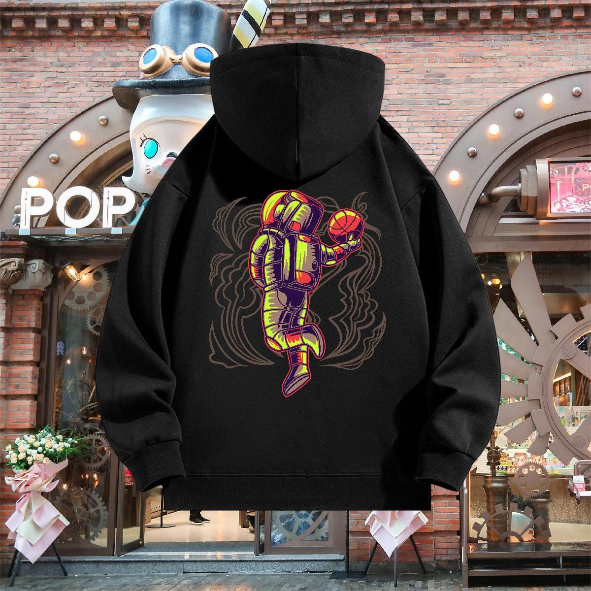 Classic Unisex Sweatshirts Long Sleeve Drawstring Popular Couples Hoodie DIY Anime Tops Pullover Hoodie Home Outdoor Thick Plush