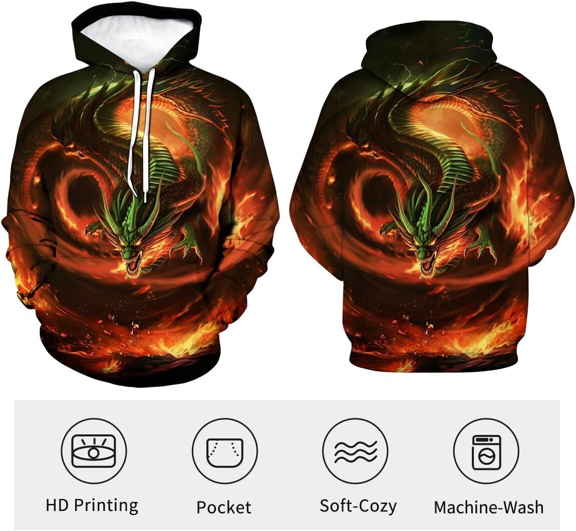 Hoodie for Mens Womens Traditional Chinese Dragon Hoodie Funny Anime Dream like wish dragon Graphic Sweatshirts Graphic Hoodies sweatshirt Pullover Lo