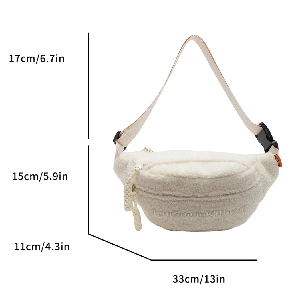 Large Womens Waist Winter Plush Belt Shoulder Crossbody Chest Fashion Fluffy Fanny Pack Banana Purse er Bag 241031