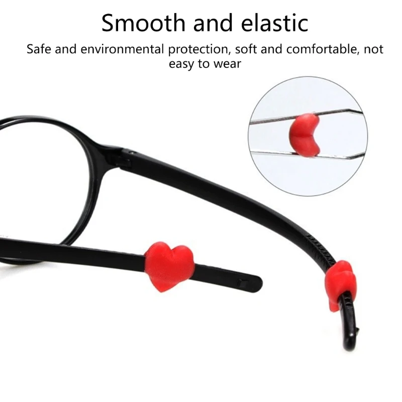 10 Pairs new Heart Shape Glasses Anti-slip Silicone Ear Clip Adult Kids Eyeglass Strap Holder Ear Grips Hook for 2025 Sports Daily Wear