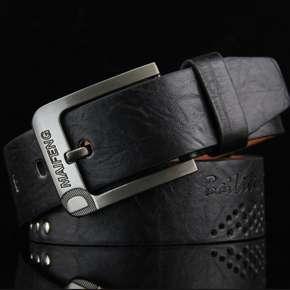 2023 Leather Men's new Belt Wide High Quality Buckle Rivet Belt Vintage Male Waist Strap Trouser Jeans 2025 Strap Needle Buckle Waistband