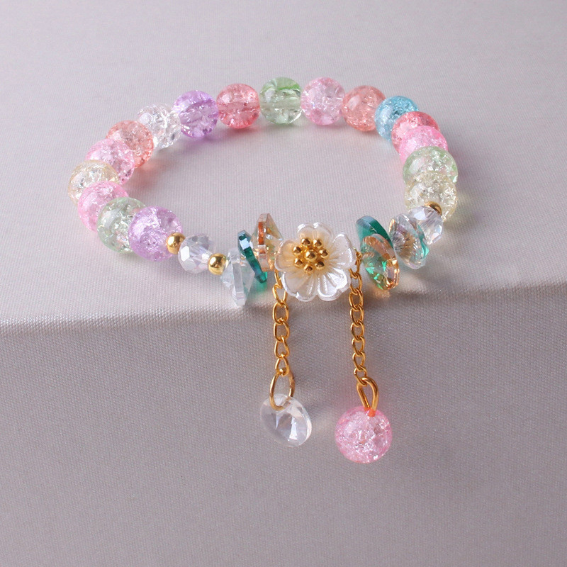Korean Colorful new Crystal Beaded Bracelet for Women Bohemian 2025 Shell Daisy Flower Pendant Elastic Bracelets Party Wedding Jewelry