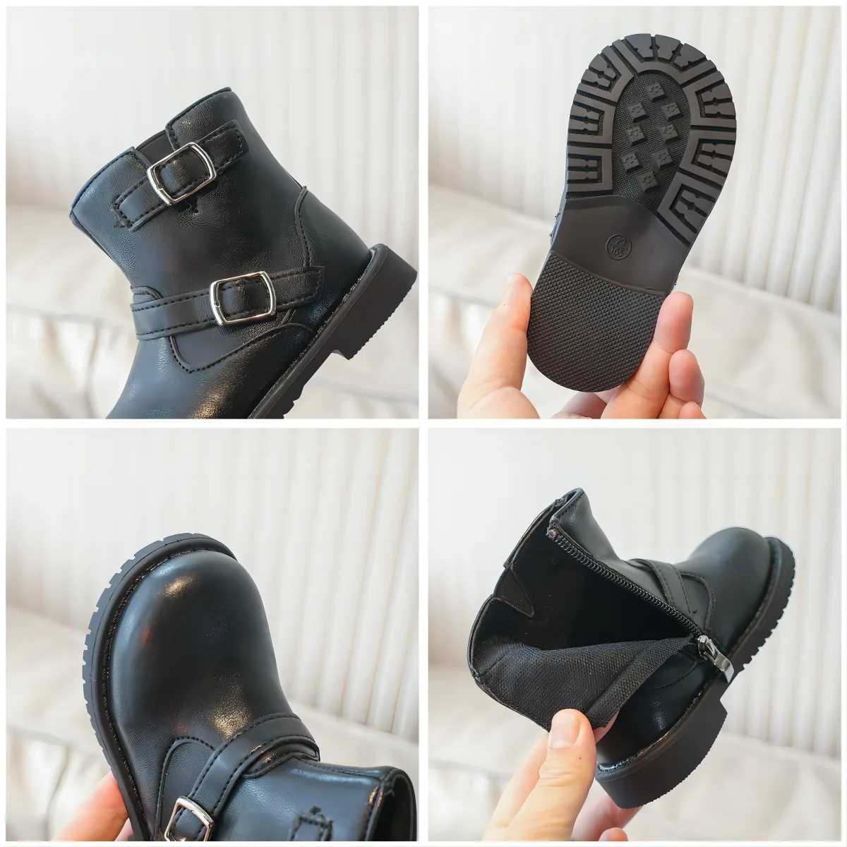 Childrens casual leather boots autumn winter soil color bimetallic zipper Versatle Boots girls short boots M241102