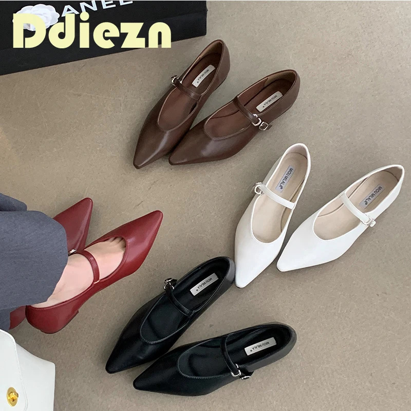 Spring Women Flats Shoes Fashion Shallow Elegant Ladies Buckle Strap Footwear Sandals Casual Mary Female 240321