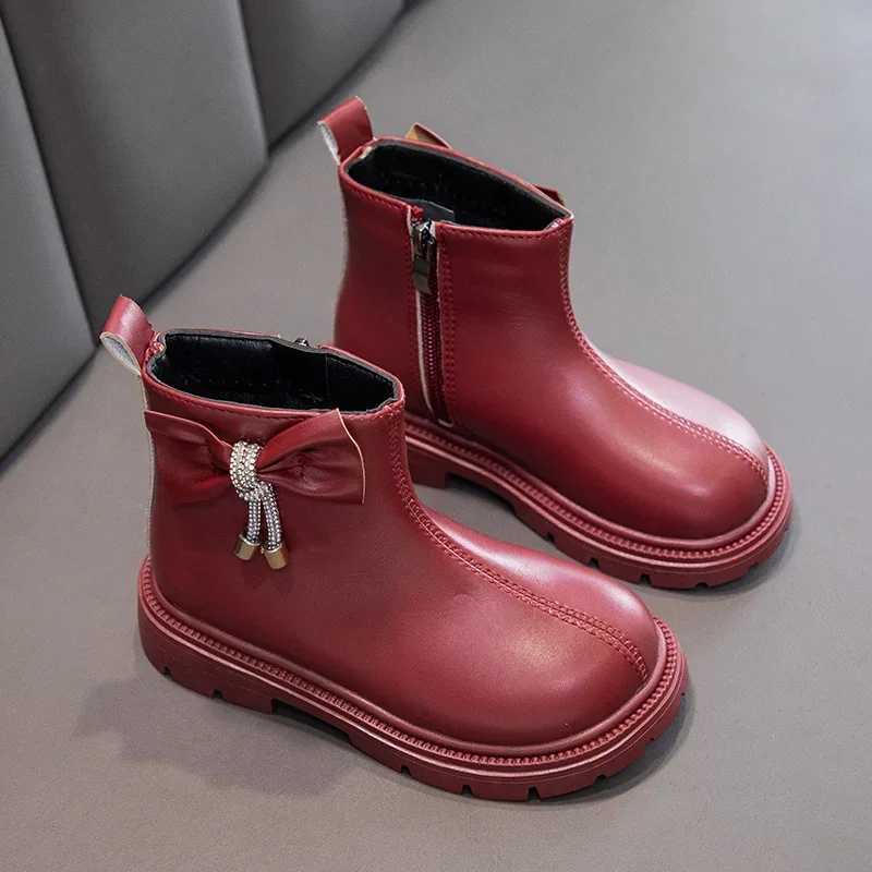 Girls Short Boots and Sweet Bow Childrens Ankle Boots Solid Color Version Autumn New Girls Princess Boots Thick Soft Bottom M241102