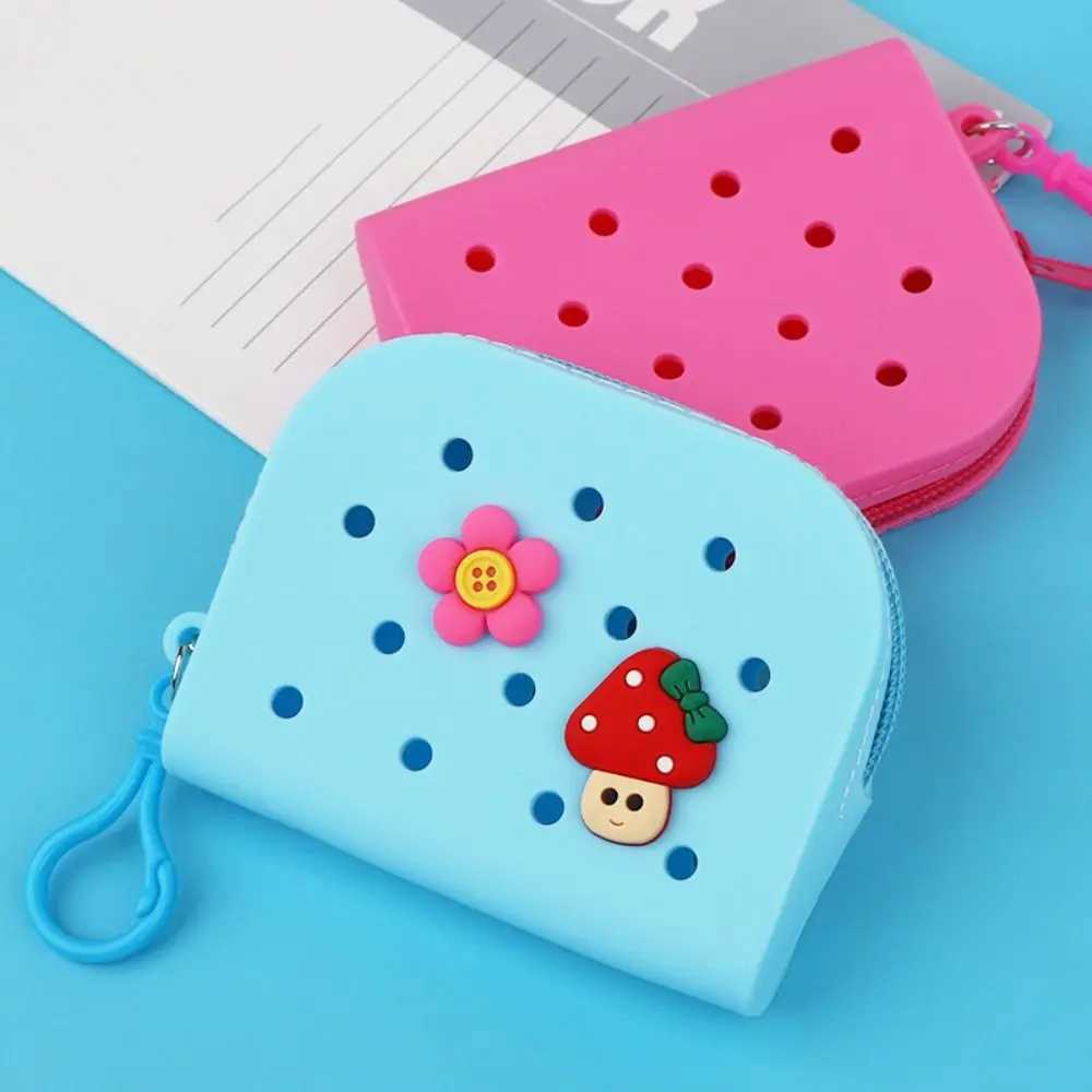Durable Holes Coin Purse Mini Bags EVA Waterproof Cute Storage Baskets Fi Kid Outdoor Picnic Small Solid Color Jelly BagXJ241111