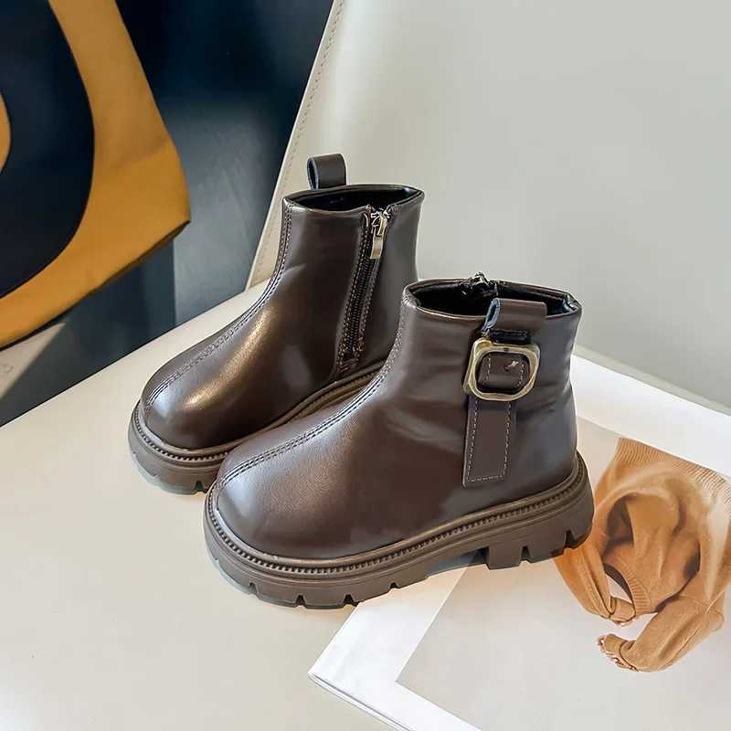 Cute Girl Boots Spring/Summer New Cute Childrens Fashion Buckle UK Sle PU Baby Boys Casual Short Boots PU Childrens Boots M241102