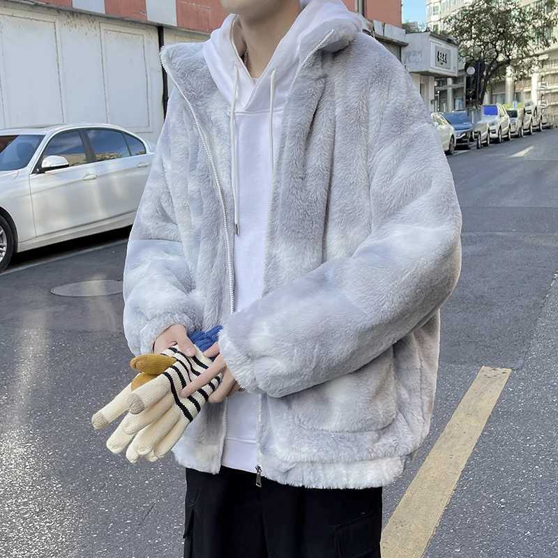 Handsome Lambwool Padded Jacket for Men Faux Fur Thickened Winter Lapel Coat 2023 New Fashion High Street Bigh Coats Top Q11XJ241102