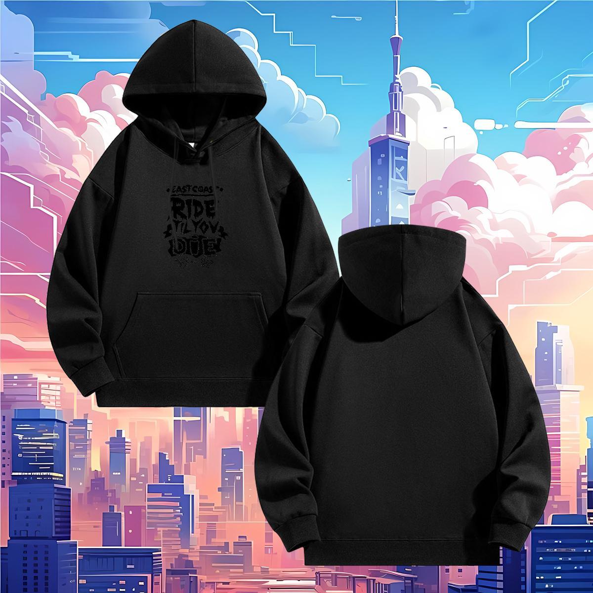 2024 Autumn and Winter Hooded Sweatshirt Breathable Drawstring Loose Fit Womens Hoodie Anime Print Tops Hoodie Tech Fleece Casual Daily Wear