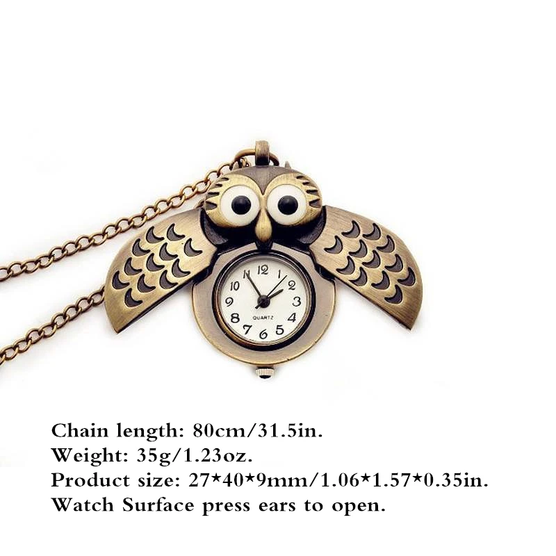 Bronze Mini new 2025 Owl Keychains Animals Quartz Pocket Watch Men Fans Souvenir Gifts with 80cm Neck Chain Gift Watch