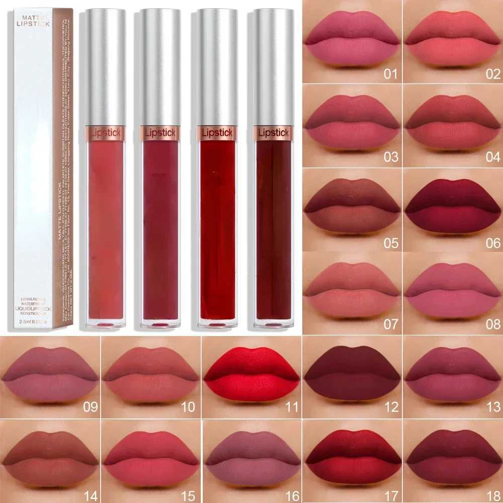 Waterproof Liquid lipstick Matte Velvet lipstick Glossy Red Sexy Cosmetics Naked 6 Color Lasting Without Label W241101