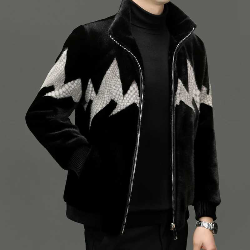 YEAE Luxury Imitation Fur Coat Men 2024 Designer Clothes Men Lapel Male Coats for Winter Mens Jacke Mens Clothing OvercoatXJ241102