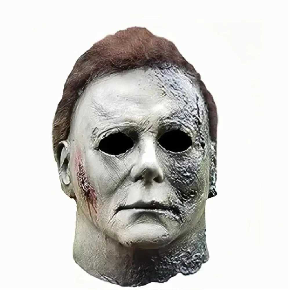 Michael Myers Mask Latex Halloween Cosplay Party with IC Knife Match Horror Makeup Adult Cosplay Mask Y241104