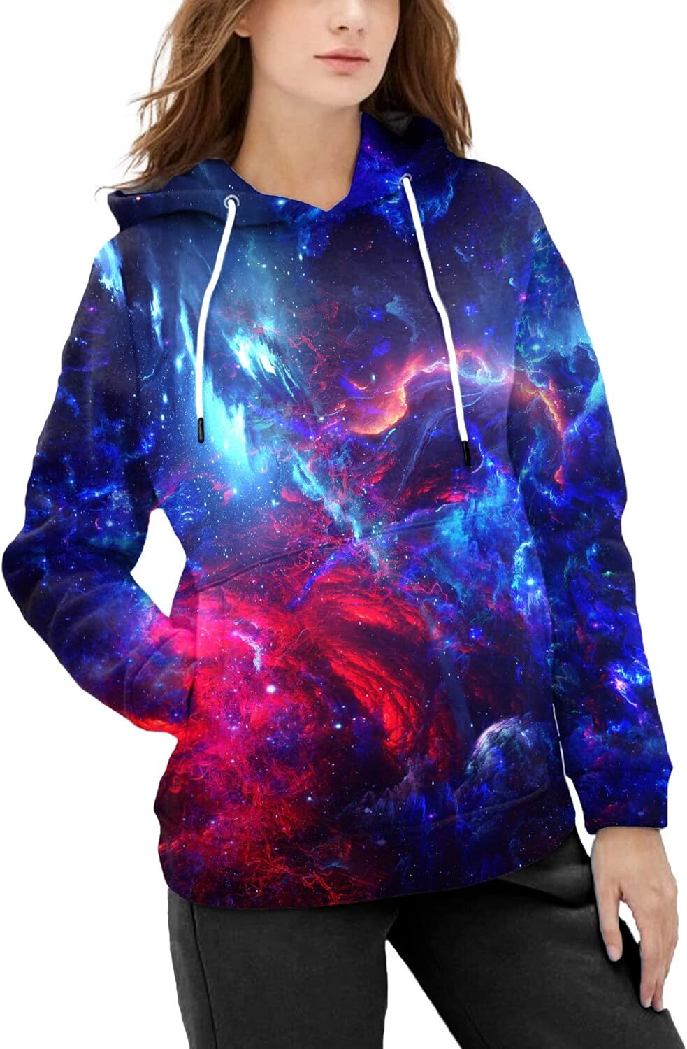 Hoodie for Mens Womens Unisex Realistic 3D Print Galaxy Pullover Hooded Sweatshirt Hoodies with Big sky Pockets Graphic Hoodies sweatshirt Pullover Lo