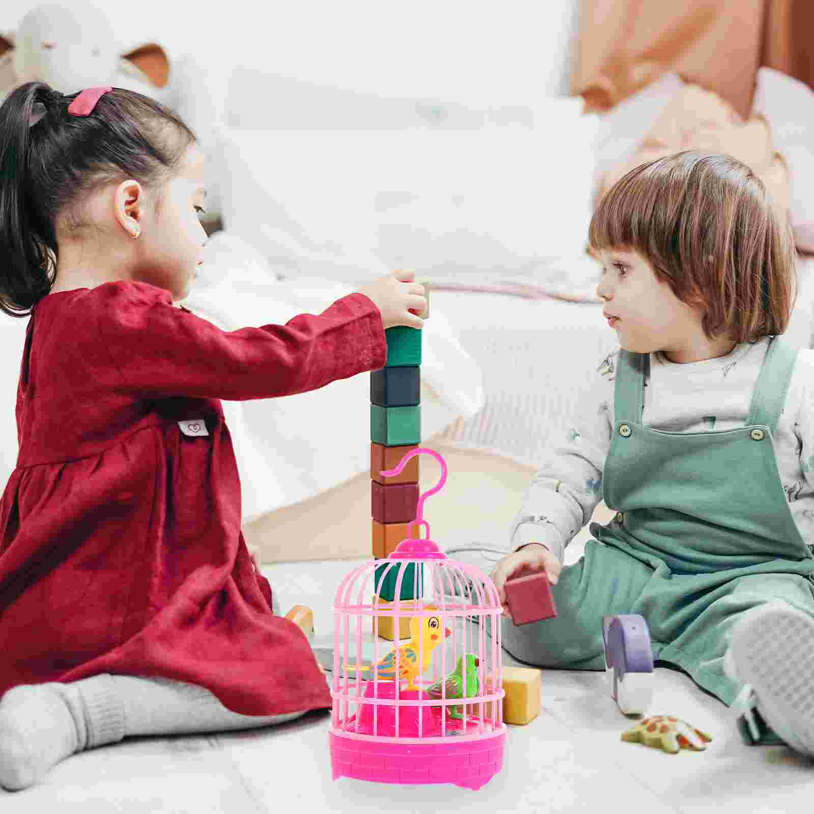 2025 Parrot Toy Bird Cage new Electric Electronic Voice Control Singing Birds Talking Repeat Model Figurine Statue Pet Branchanimal