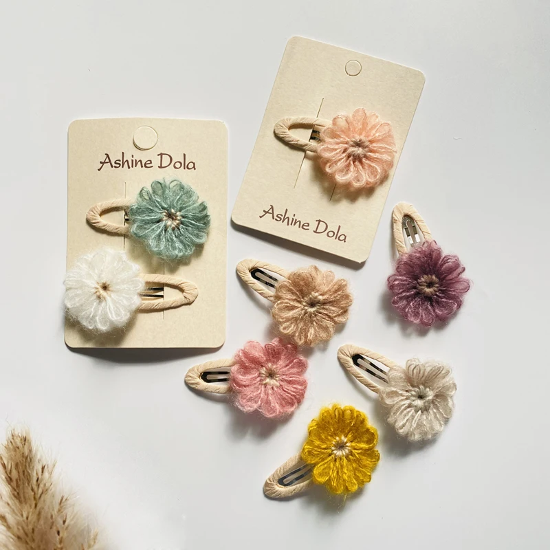 Wool Yarn Hairpin Baby Girls Hair new Clips Daisy Flower 2025 Barrettes For Kids Cute Pins Children Hairgrips Korean Style Accessories