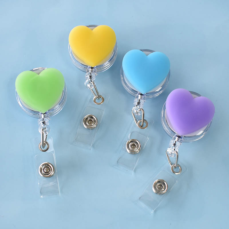 2025 1 Piece PVC Retractable Nurse Badge Reel Cute Colorful Love Heart Students Name Tag ID Card Holder new Keychains Lanyard