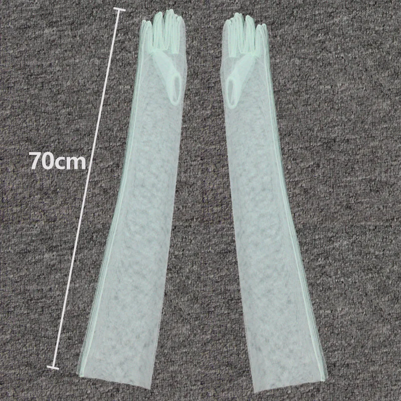 70Cm Women Sheer Tulle Gloves Transparent Thin new Stretchy Full Finger Elbow Long Glove 2025 Mittens Wedding Party Photography Accessory