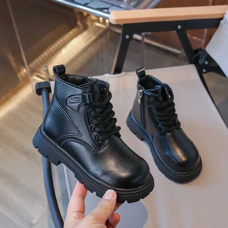 Ankle Boots Solid Color Versatile Kids Short Boots with Side Zipper Autumn New Children Fashion Boots Soft Sole M241102