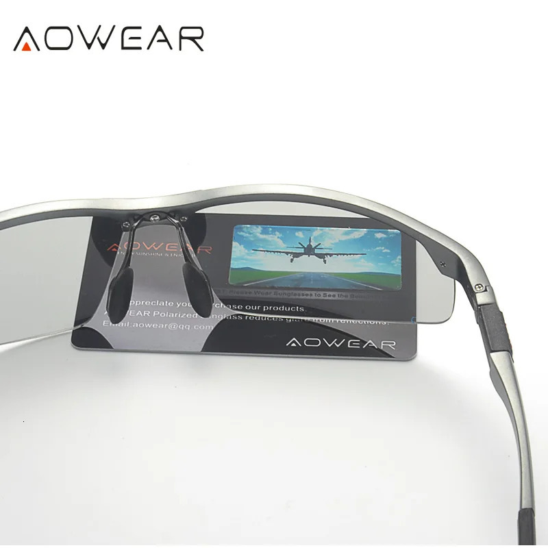 AOWEAR pochromic sunglasses for men polarized day and night driving glasses high-quality aluminum edge chameleon glasses Gafas 241031