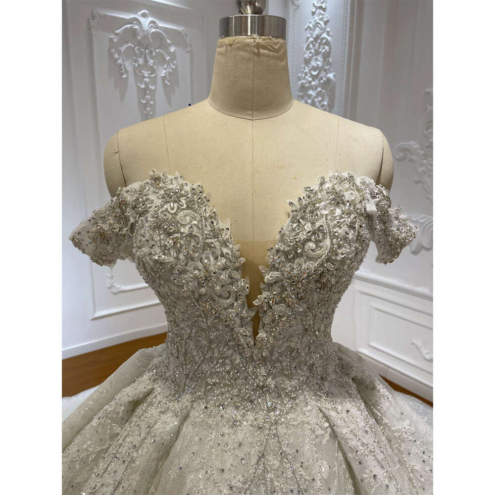 Customized Off The Shoulder New Lace Beading Ball Gown Bridal Wedding Dress vestido de novia